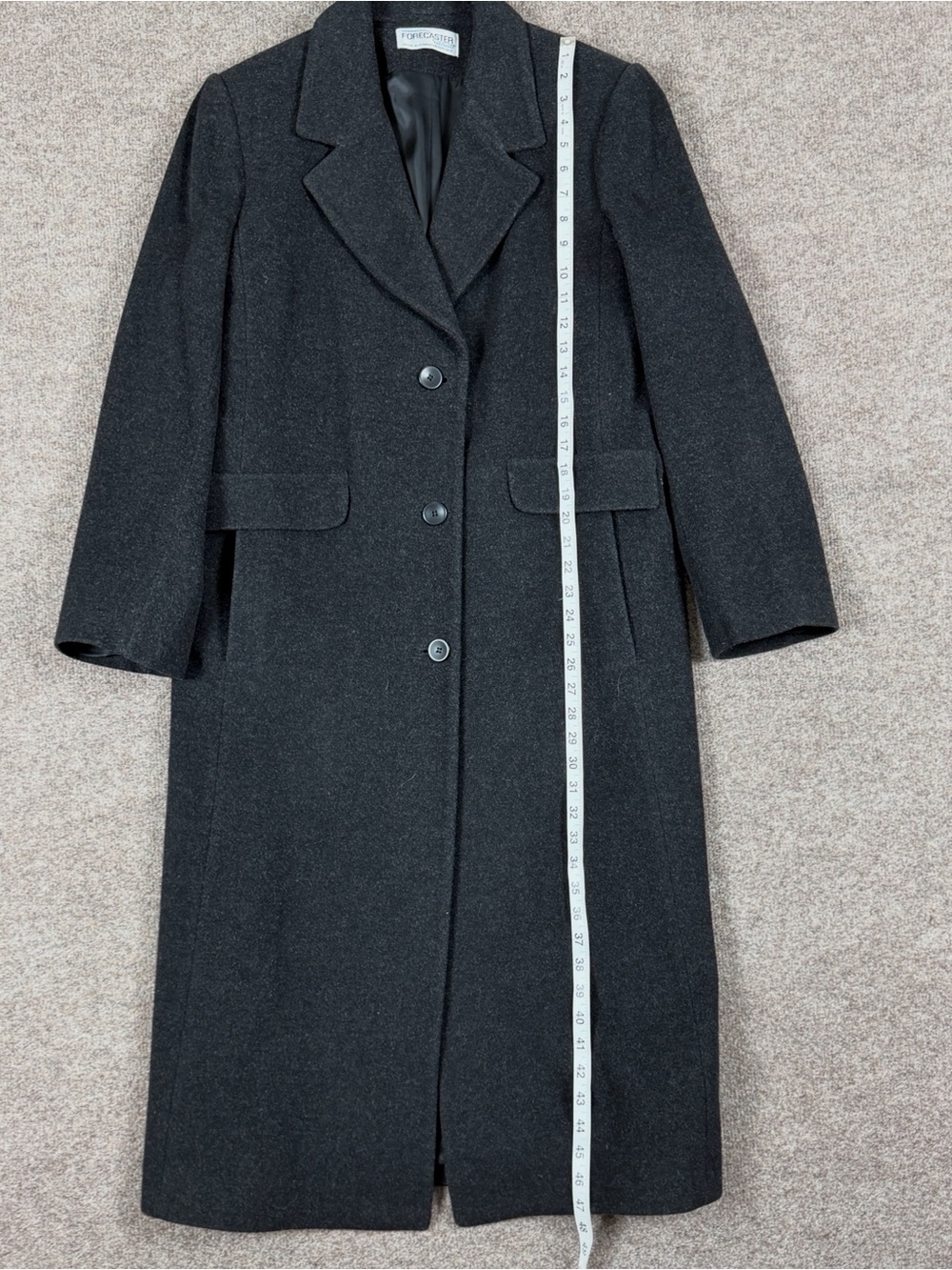 Vintage Forecaster Grey Long Wool Cashmere Overcoat Womens 10 Medium Winter Coat - Picture 8 of 10